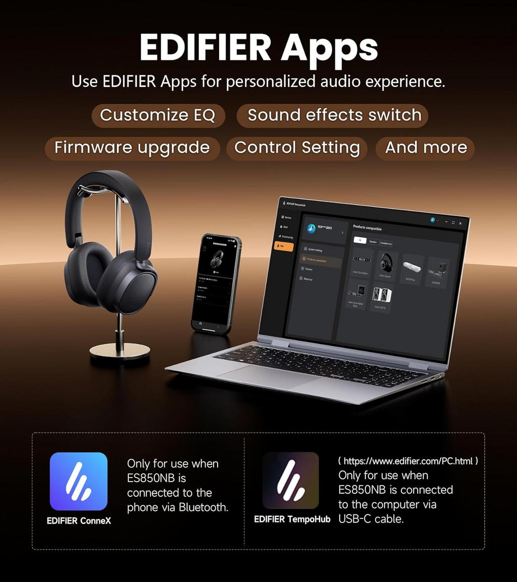 Active Noise Cancelling Headphones, Over Ear Bluetooth Headset, 92H Playtime Wired & Wireless Hi-Res Audio Certified, Fast Charging Clear Calls for Home Office Travel