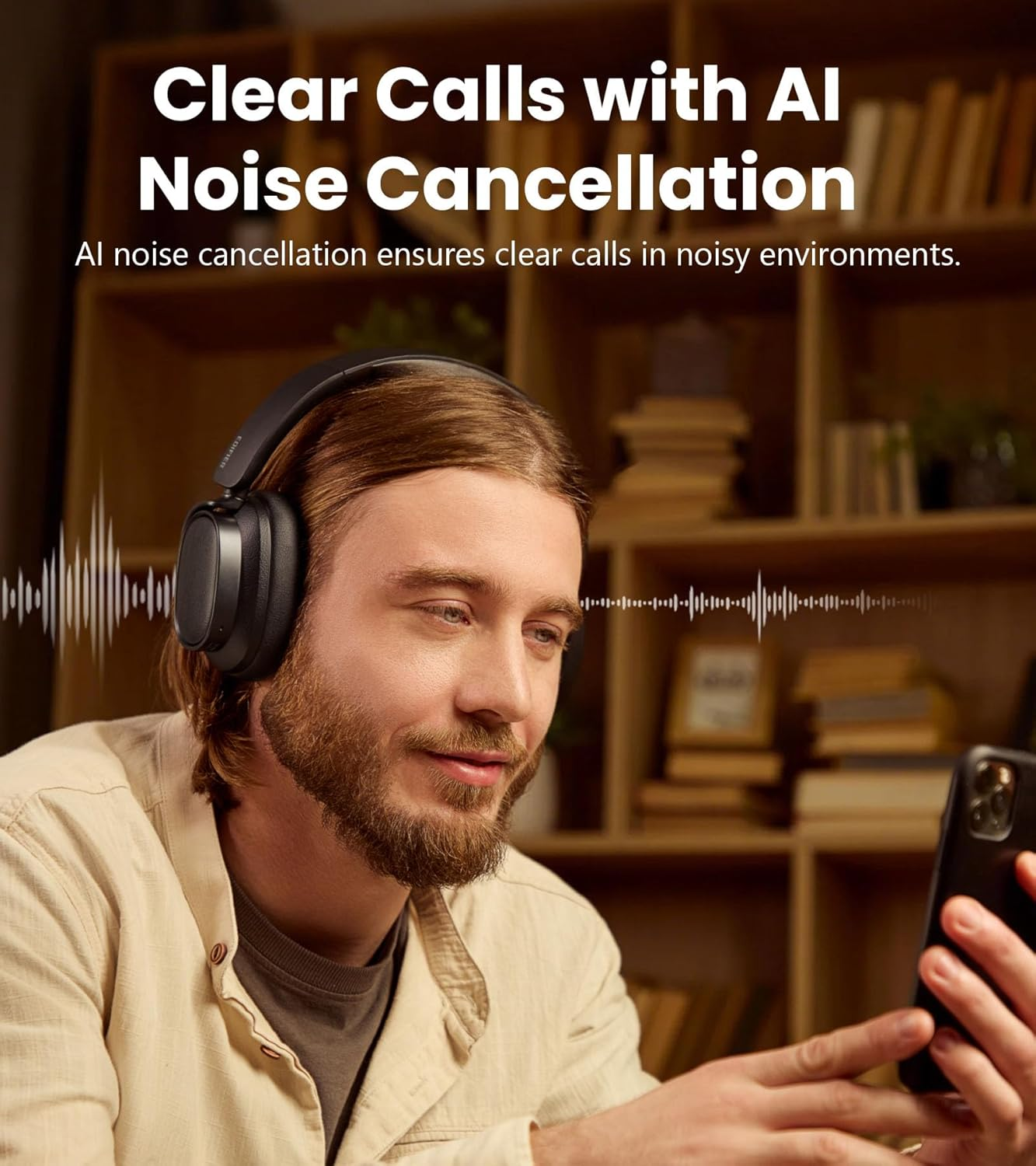 Active Noise Cancelling Headphones, Over Ear Bluetooth Headset, 92H Playtime Wired & Wireless Hi-Res Audio Certified, Fast Charging Clear Calls for Home Office Travel