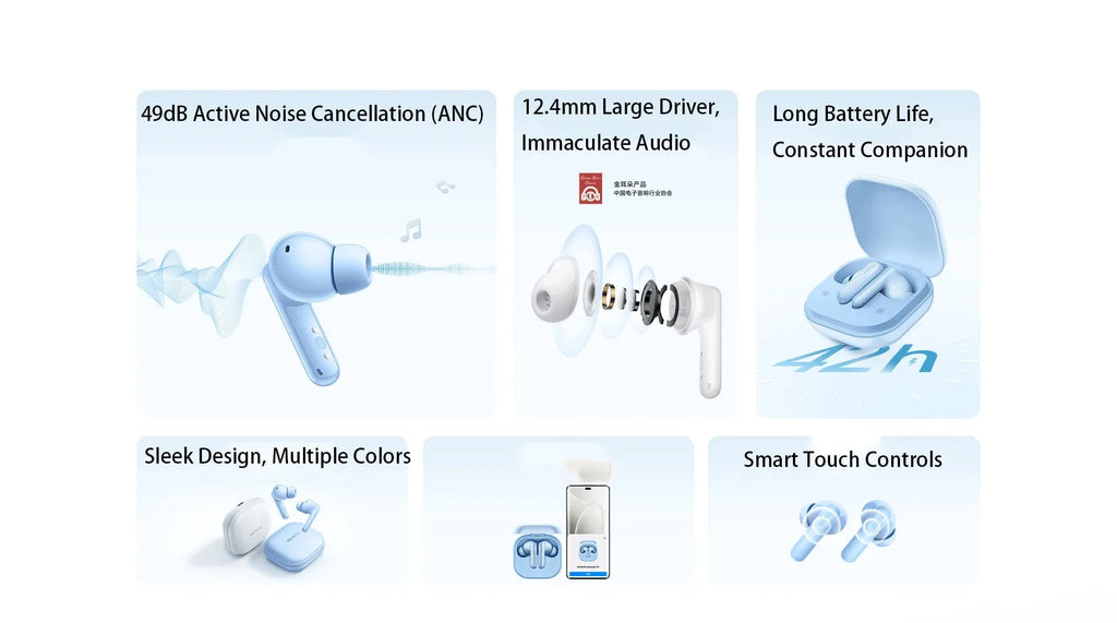 Original Honor Earbuds X9 49dB ANC, 12.4mm Driver, 42H Playtime, Touch Control Wireless Bluetooth Earphones